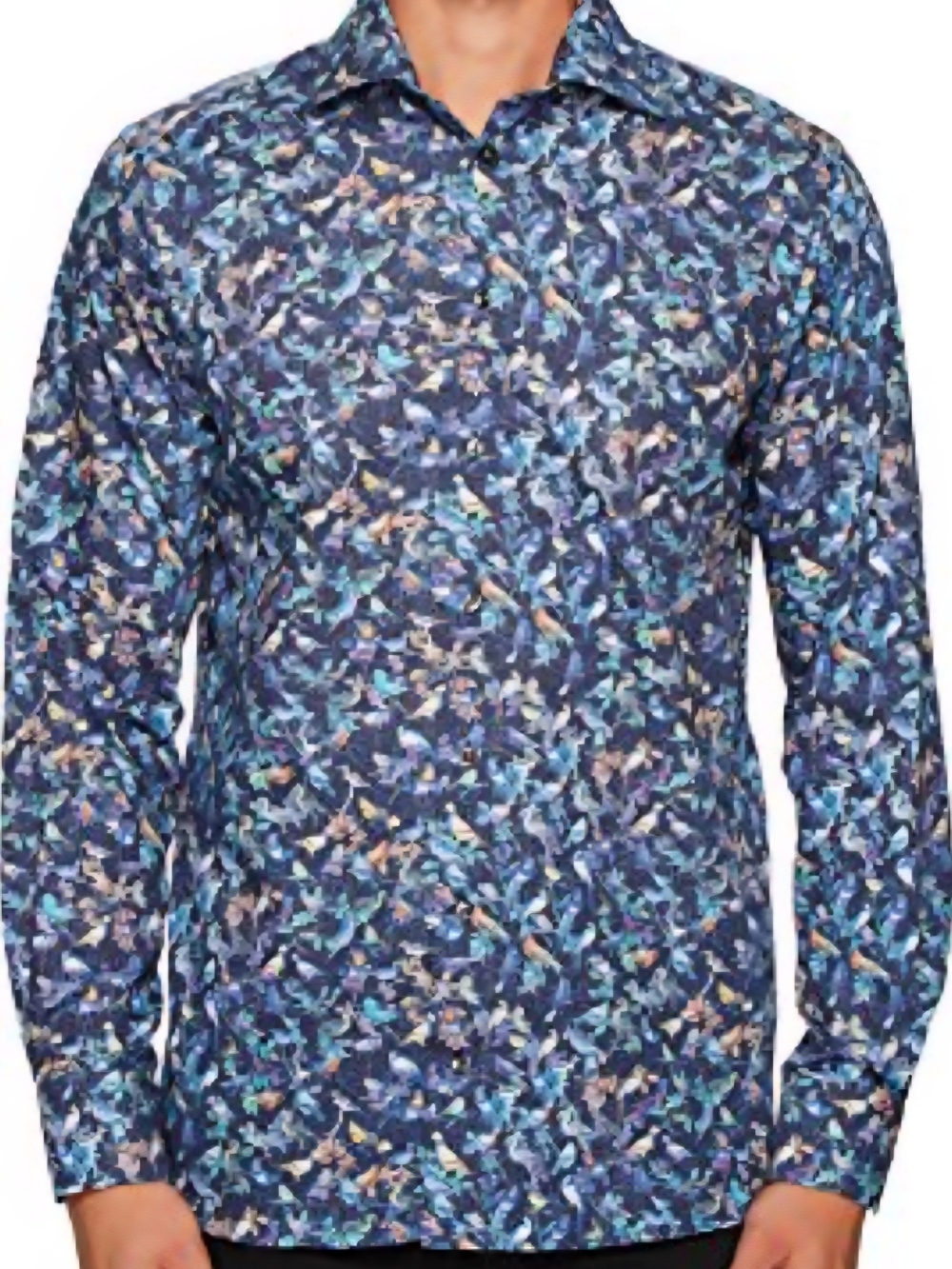 Eton Blue Multicolor Patterned Crewneck Sweater